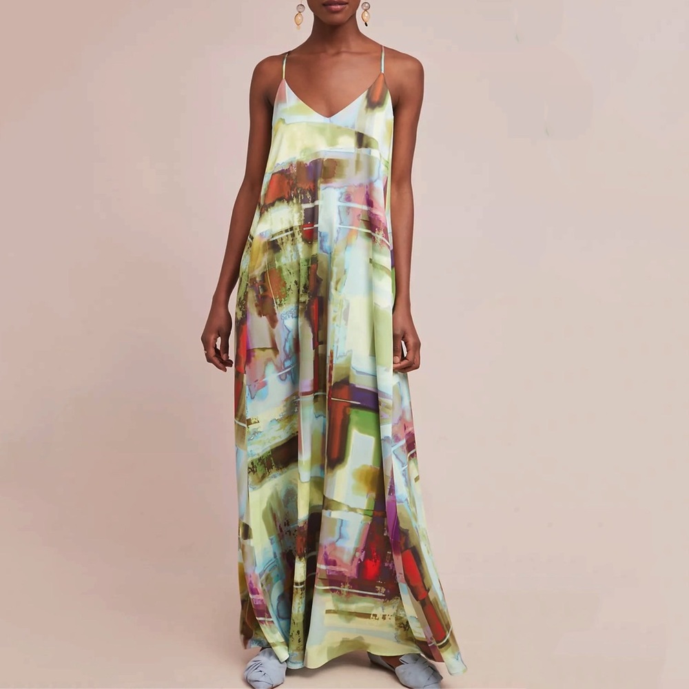 HTF Nicole Miller New York Watercolor Maxi Dress